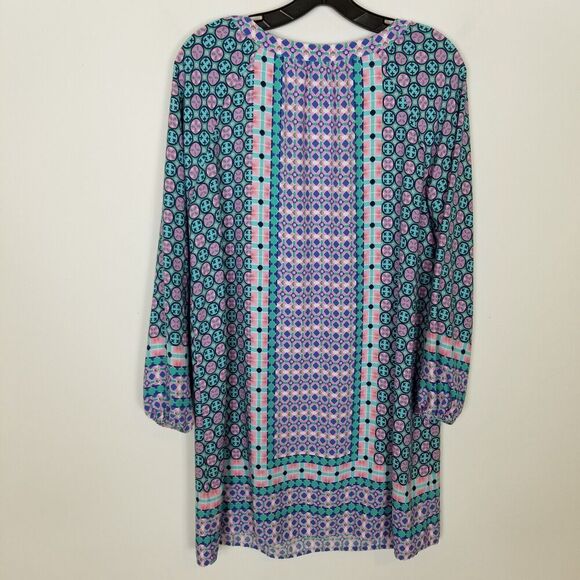 Southern Tide Womens Geo Flowy Tunic Dress Sz M Blue Pink Cruise Wear Summer - Picture 4 of 8